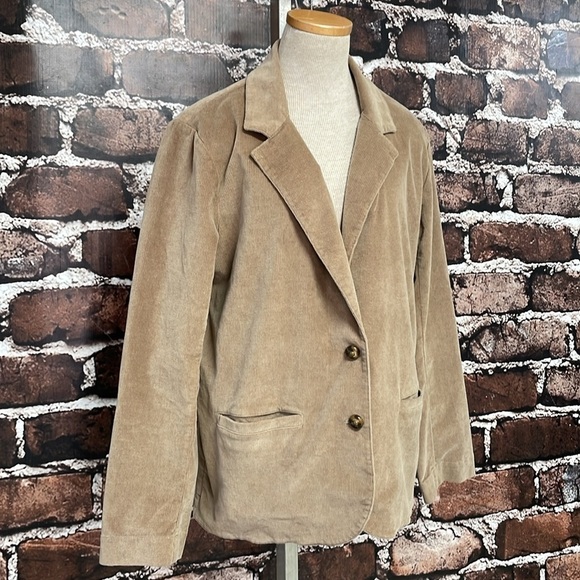 Xirena Jacket Women's Large Tan Corduroy Buttons Collared Blazer - Picture 8 of 15